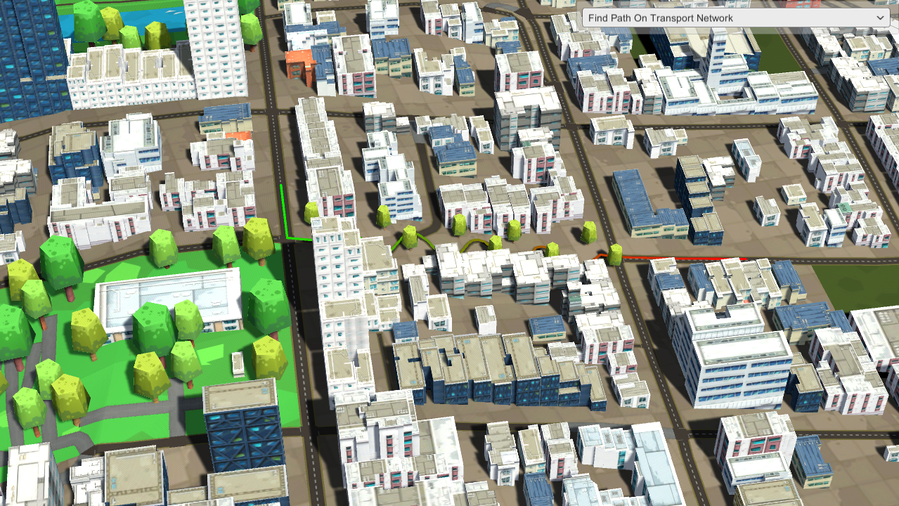 Find a path between two points on a transport network.