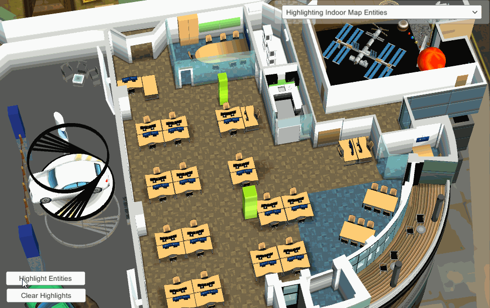 Toggle highlights on specified Indoor Map objects.
